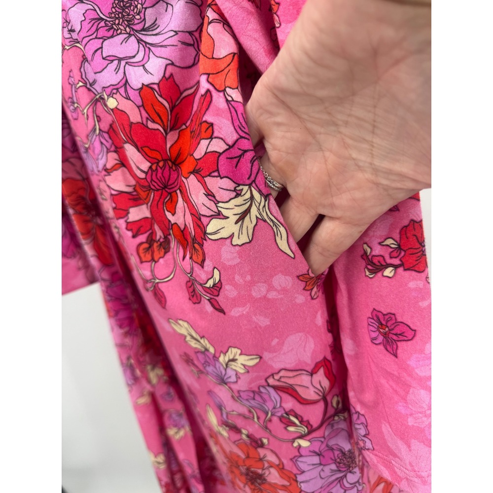 Johnny Was Pink Floral Satin Robe - Picture 11 of 16